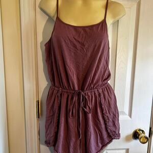 Lulus dark rose romper with ruffle detail